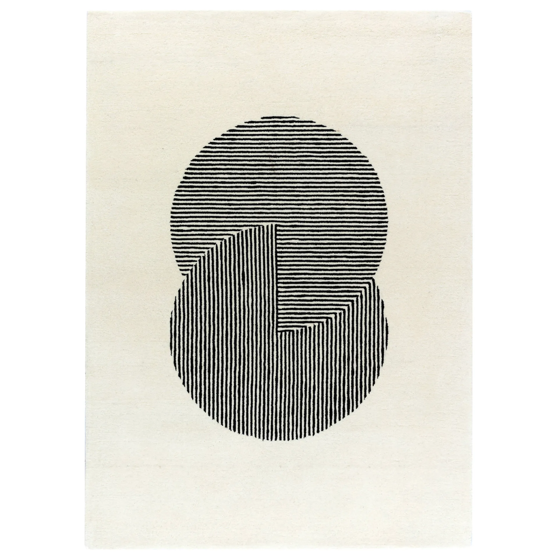 Circles wollen vloerkleed naturel witte, 200 x 300 cm NJRD