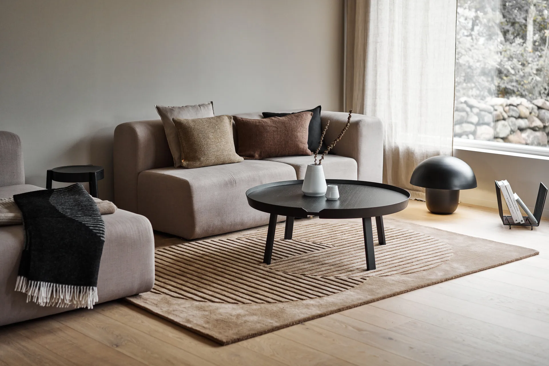 Levels Circles wollen vloerkleed, Beige, 170x240 cm NJRD