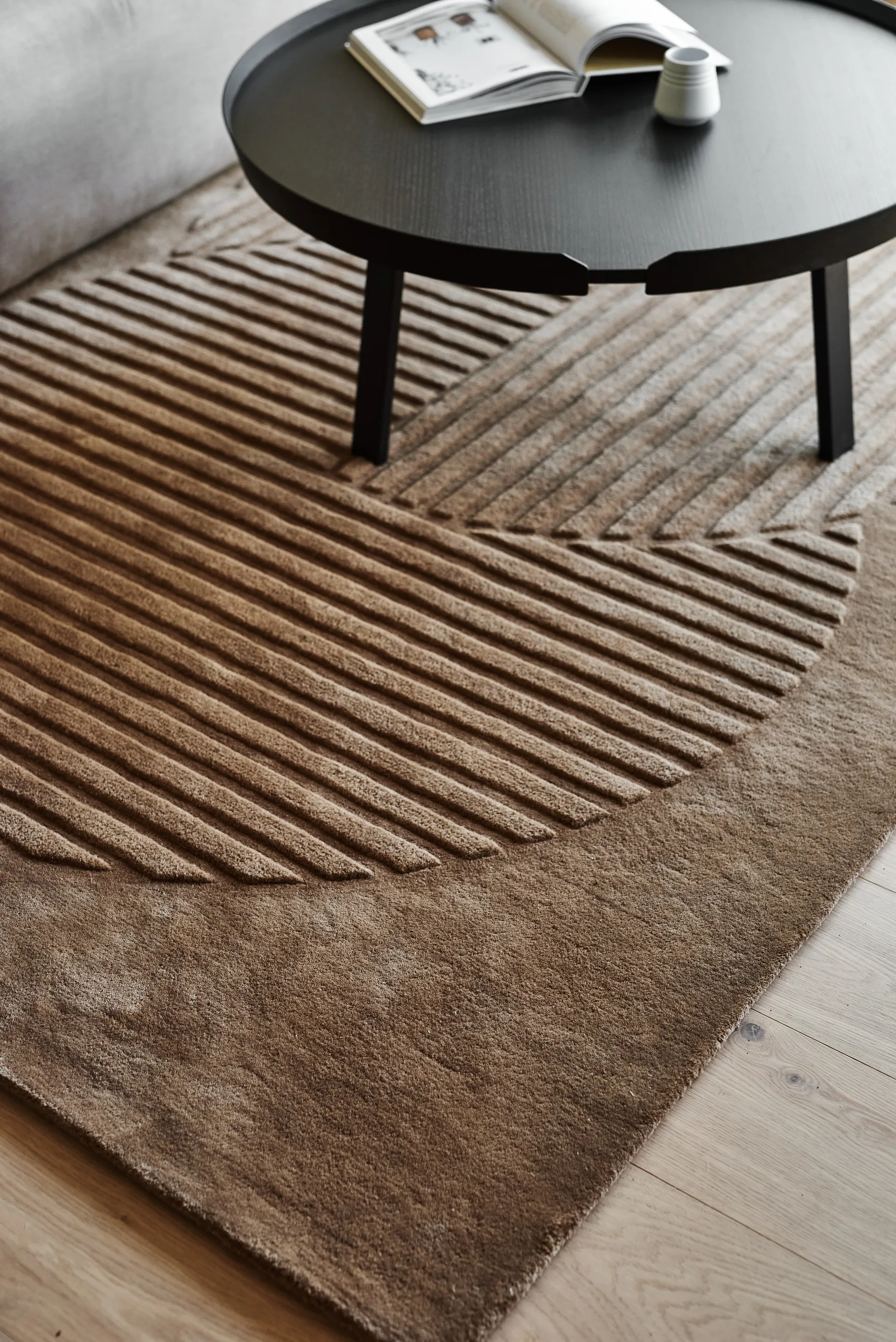 Levels Circles wollen vloerkleed, Beige, 170x240 cm NJRD