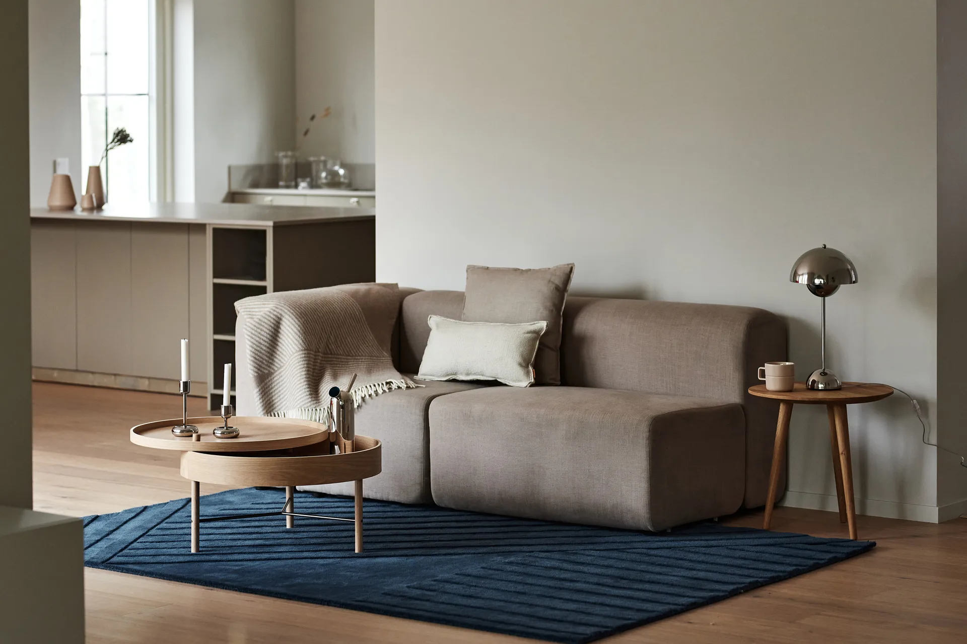 Levels Stripes wollen vloerkleed, Blauw, 170x240 cm NJRD