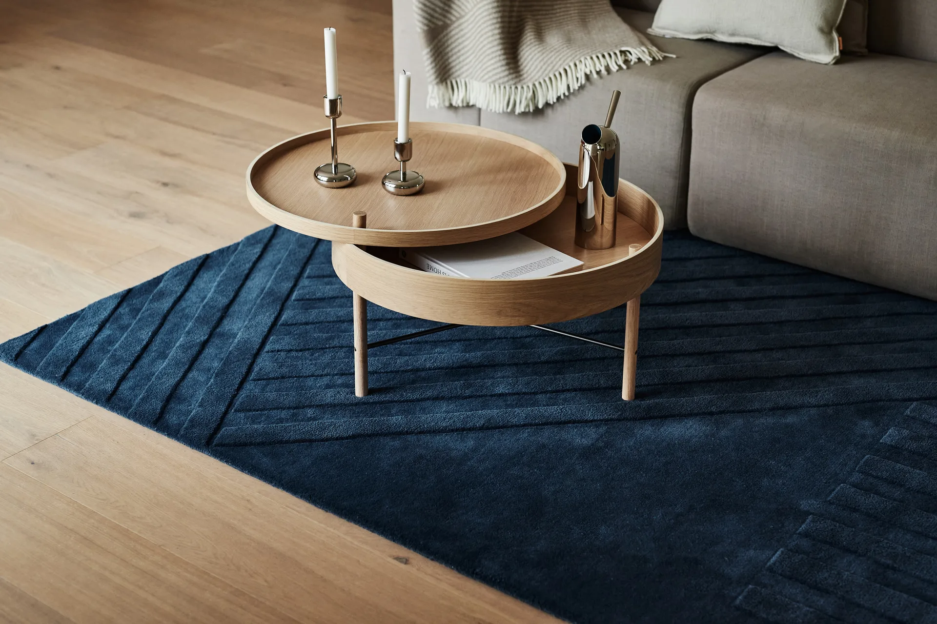 Levels Stripes wollen vloerkleed, Blauw, 170x240 cm NJRD