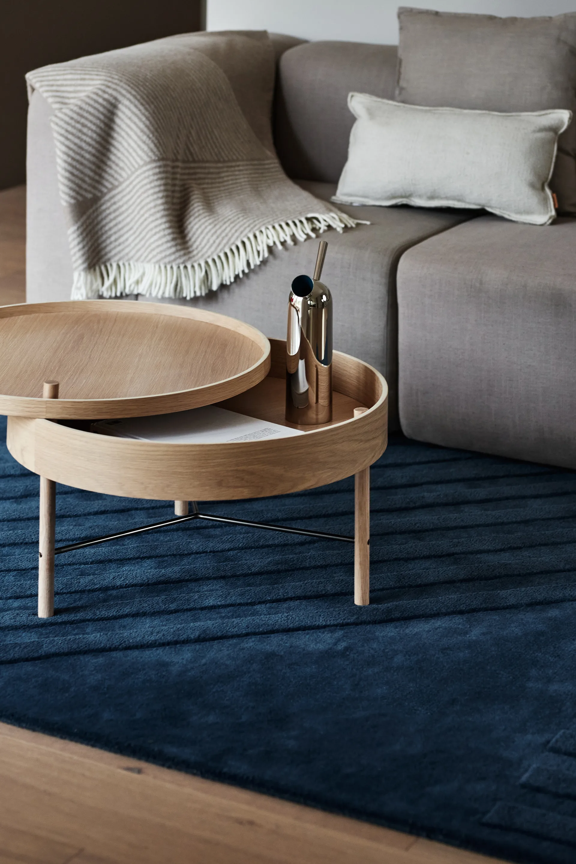 Levels Stripes wollen vloerkleed, Blauw, 170x240 cm NJRD