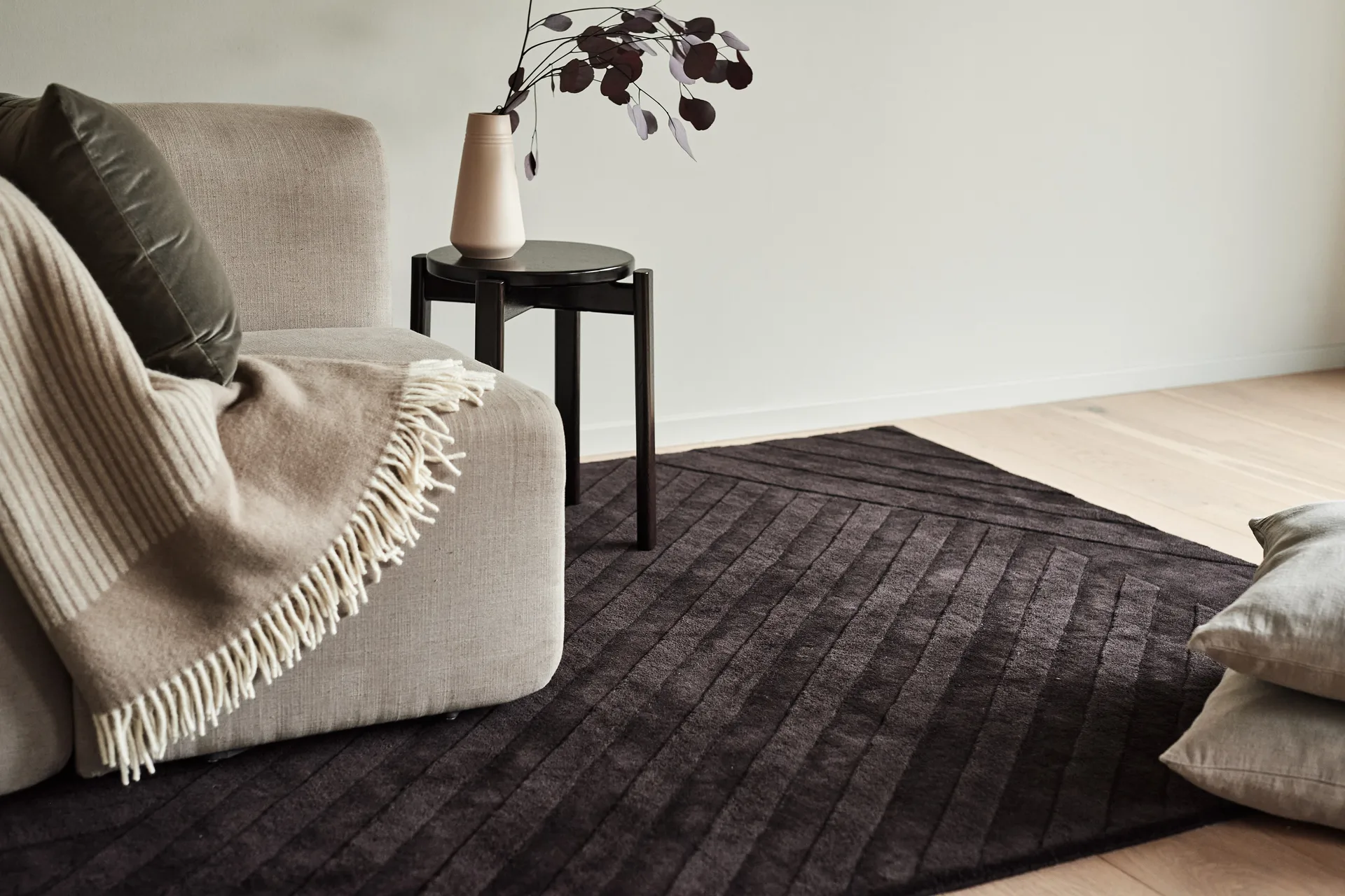 Levels Stripes wollen vloerkleed, Bruin, 170x240 cm NJRD