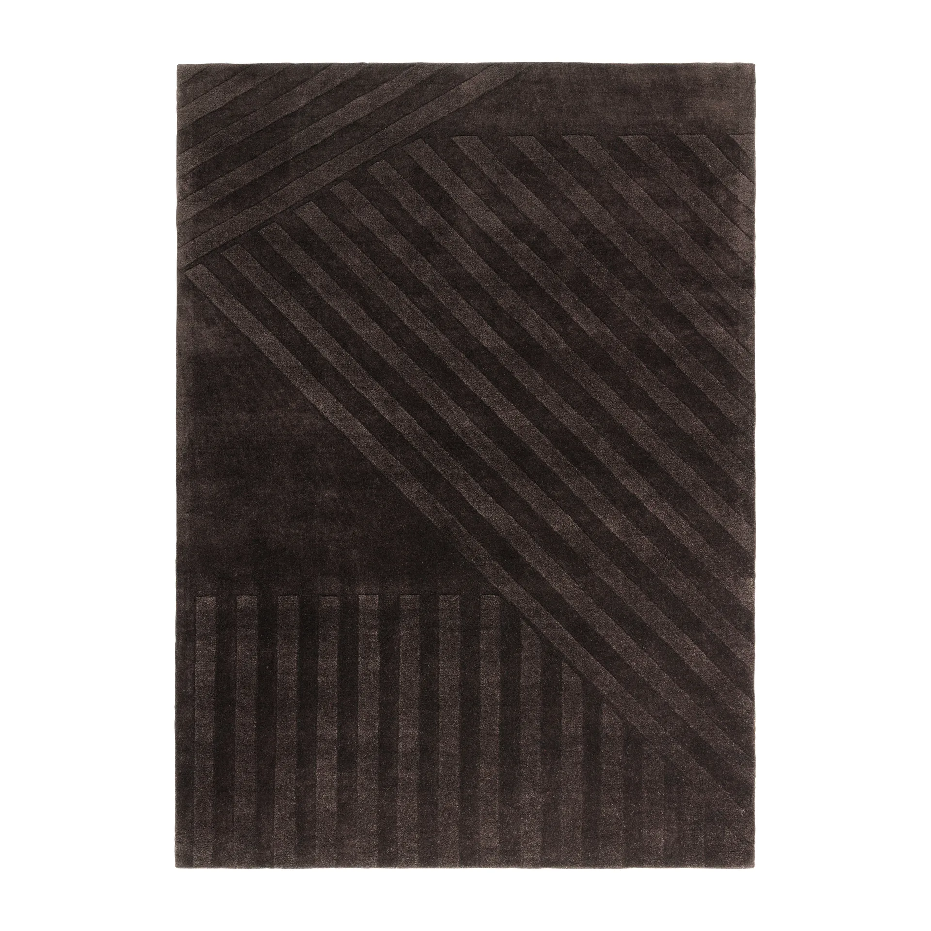 Levels Stripes wollen vloerkleed, Bruin, 170x240 cm NJRD