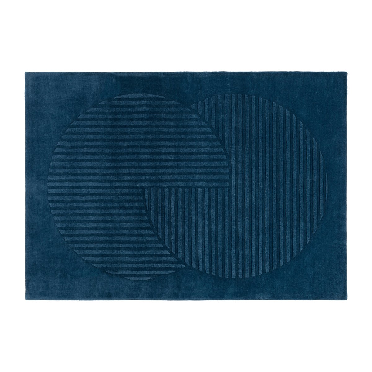NJRD Levels wollen vloerkleed circles blauw 170x240 cm