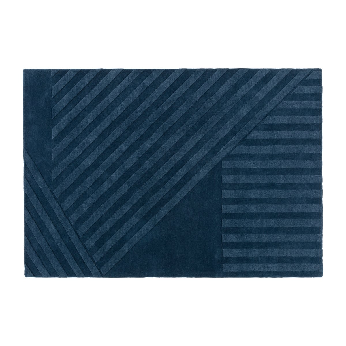 NJRD Levels wollen vloerkleed stripes blauw 170x240 cm