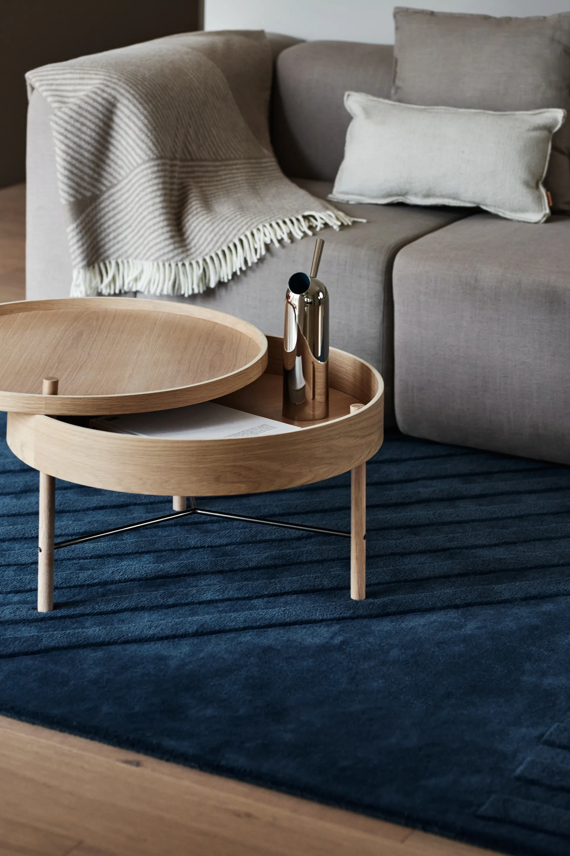 Levels wollen vloerkleed stripes blauw, 200x300 cm NJRD