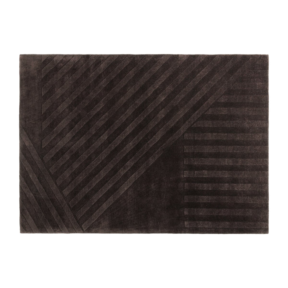 NJRD Levels wollen vloerkleed stripes bruin 170x240 cm