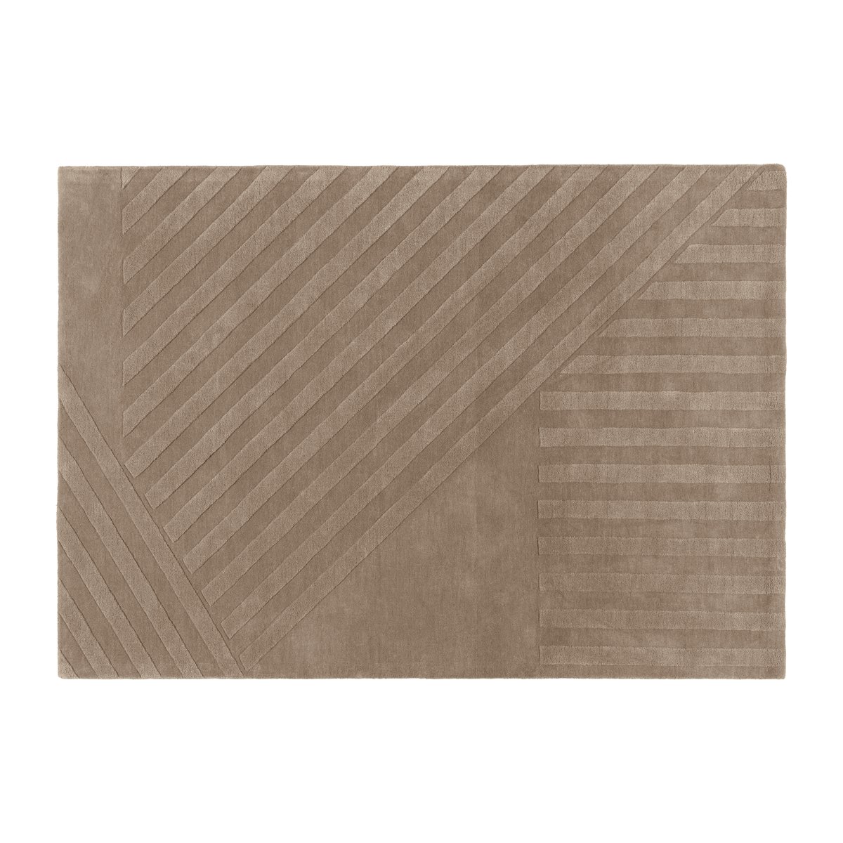 NJRD Levels wollen vloerkleed stripes grijs 170x240 cm
