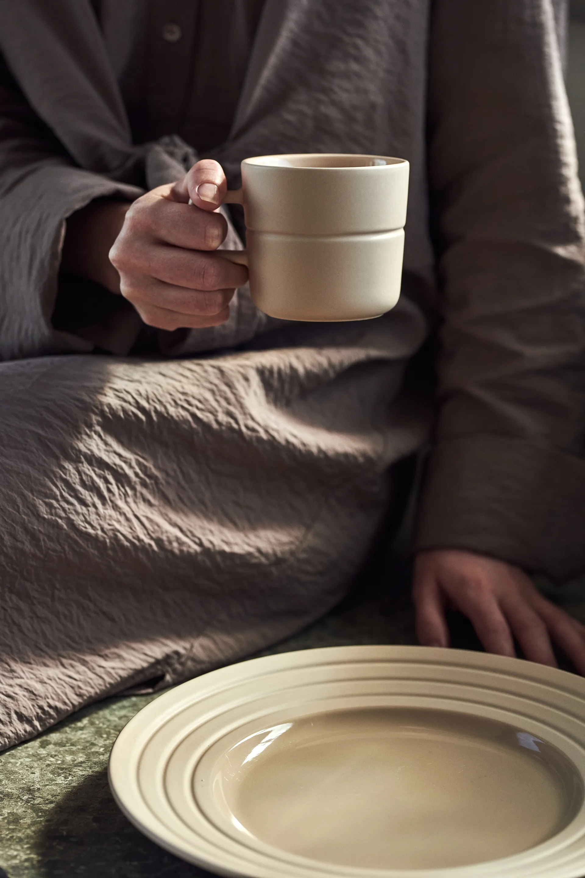 Lines bord Ø 27 cm 6-pack, beige NJRD