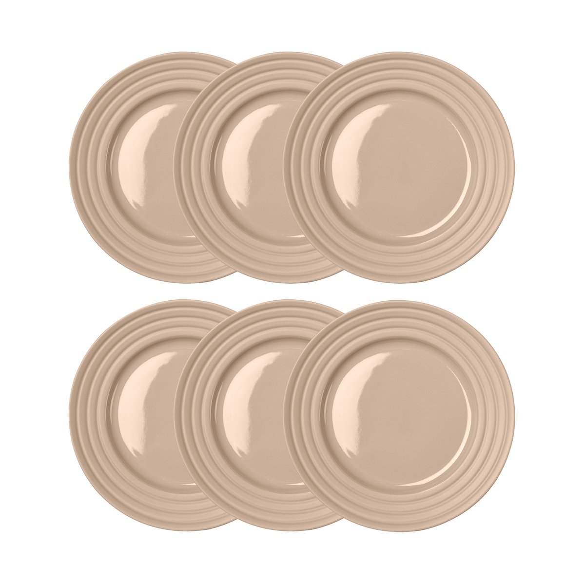 NJRD Lines klein bord Ø 21 cm 6-pack beige