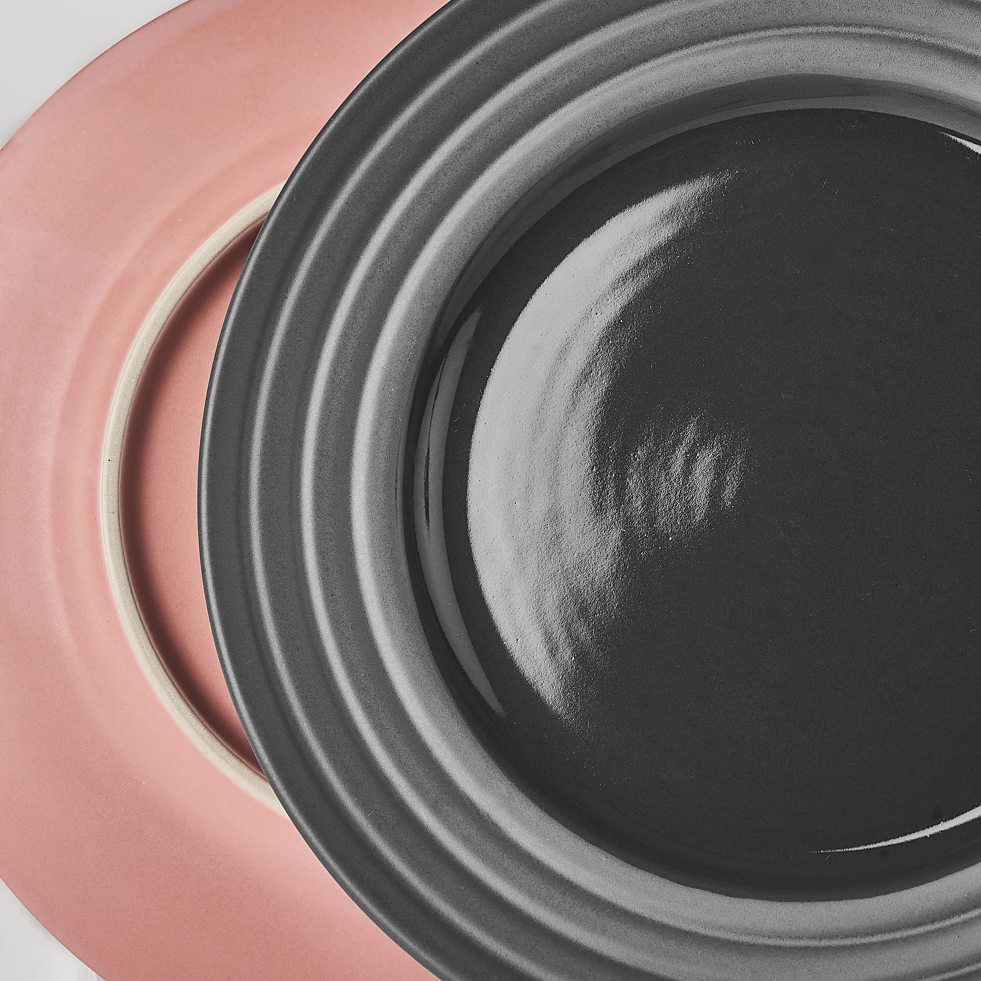 Lines klein bord Ø 21 cm 6-pack, donkergrijs NJRD