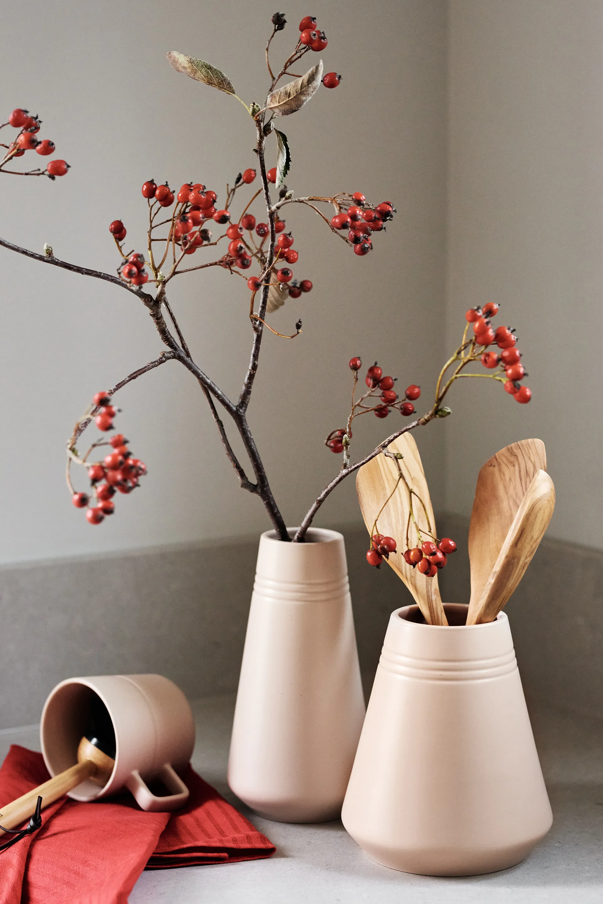 Lines vaas 22 cm, Beige NJRD