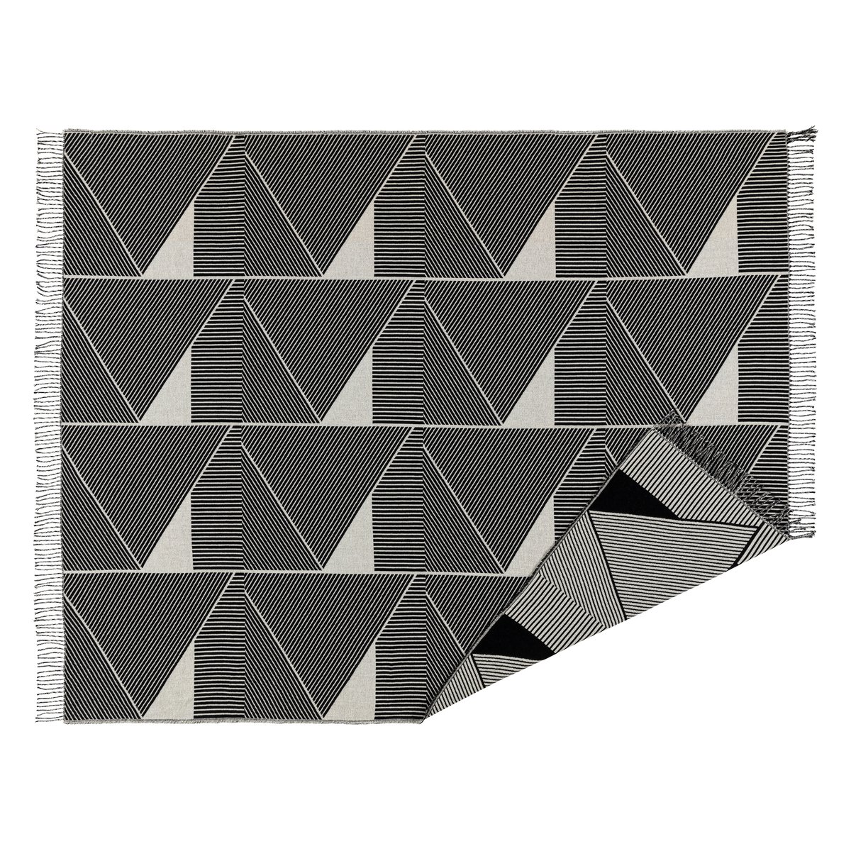 NJRD Metric focus katoenen plaid zwart | Scandinavisch Interieur | Katoenen dekens & spreien | Zwart