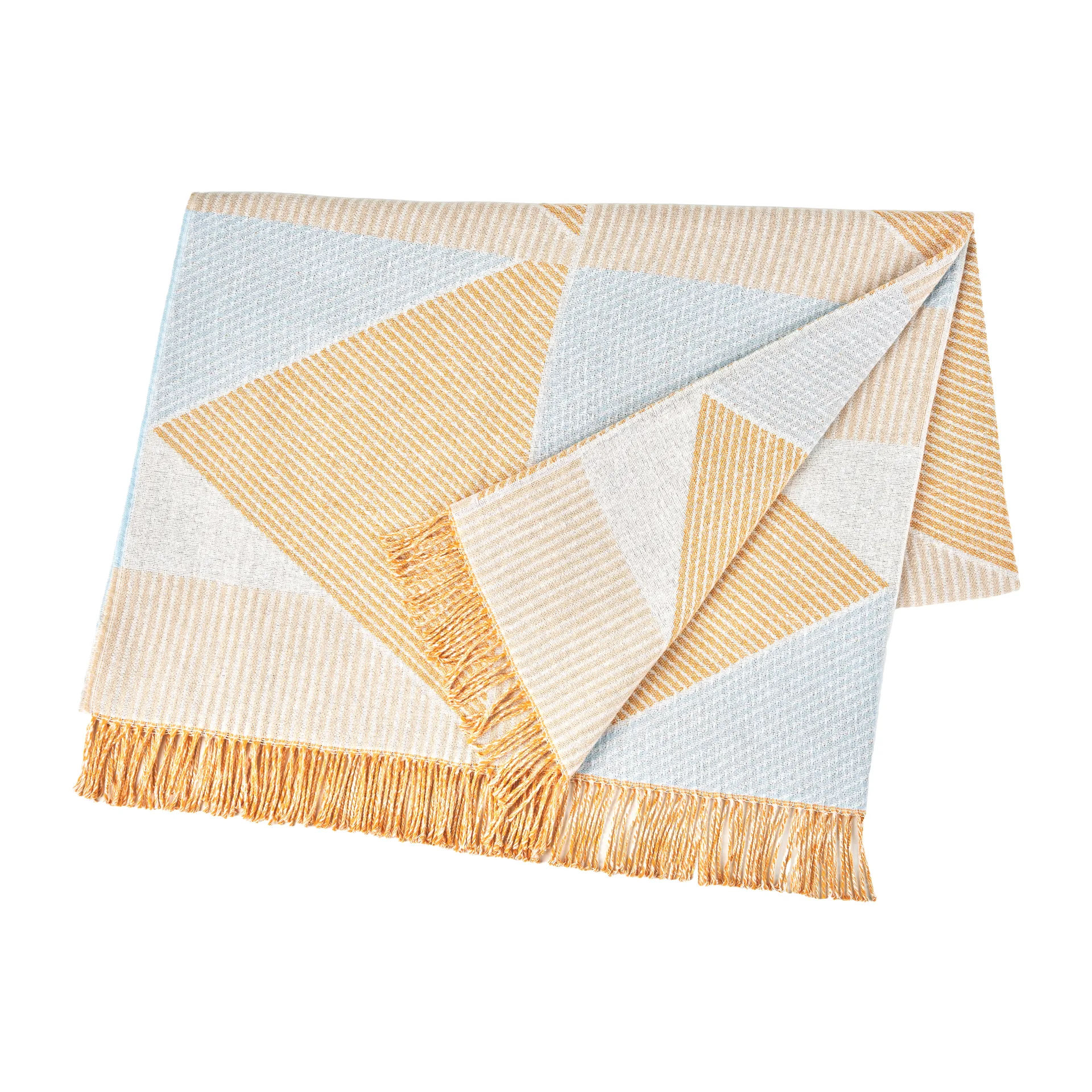 Metric focus No. 2 katoenen plaid 130x185 cm, Geel NJRD