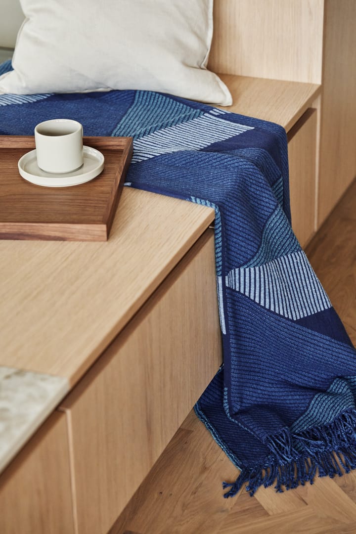 Metric focus No. 3 katoenen plaid 130x185 cm, Blauw NJRD