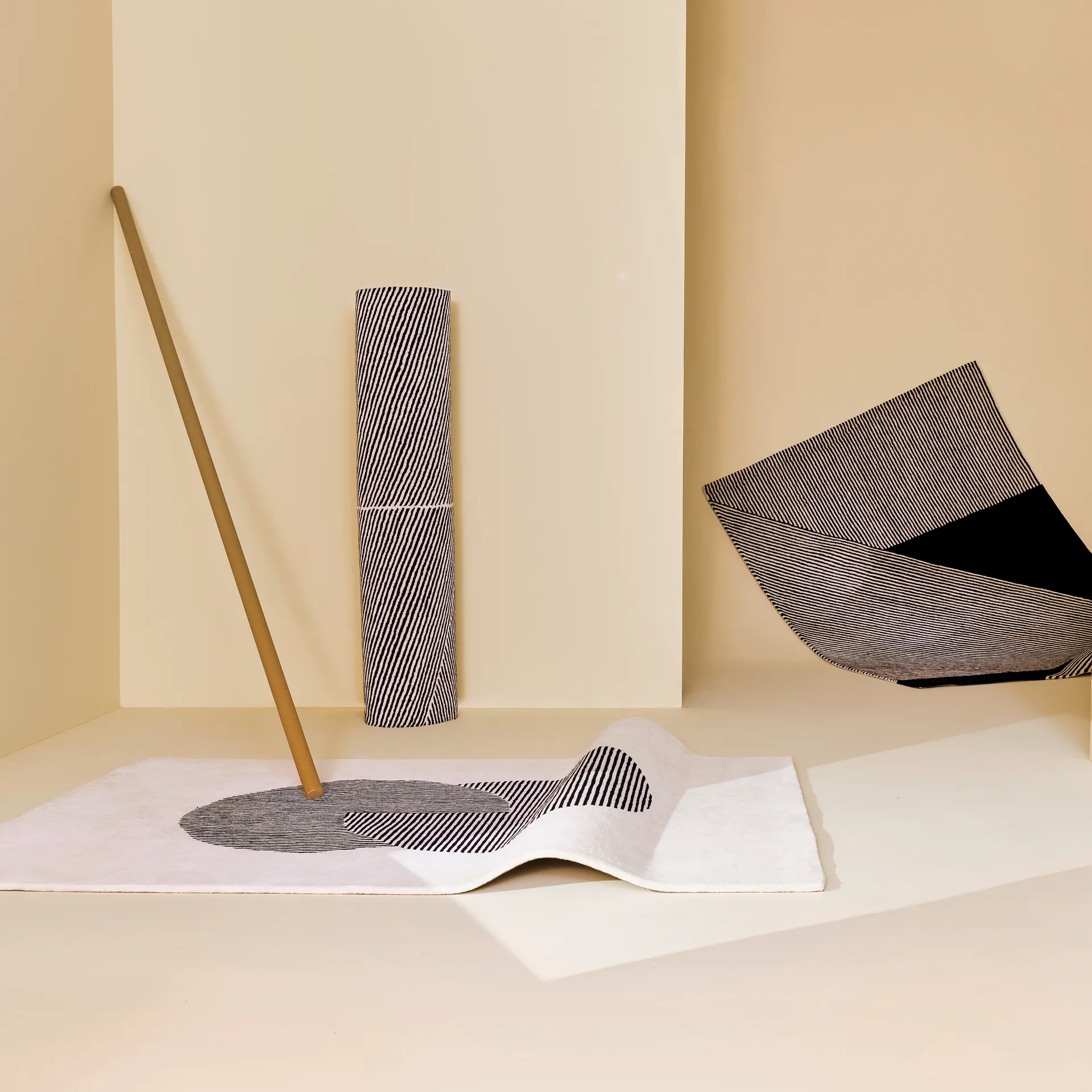 Rectangles wollen vloerkleed naturel witte, 170 x 240 cm NJRD