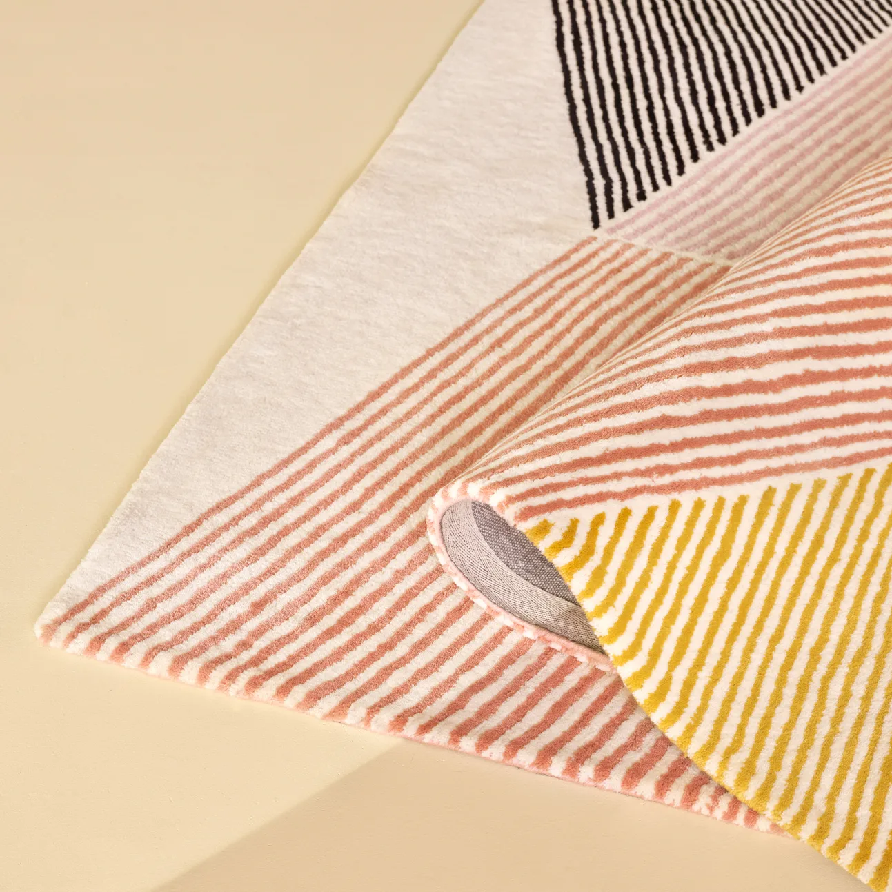 Rectangles wollen vloerkleed roze, 200 x 300 cm NJRD