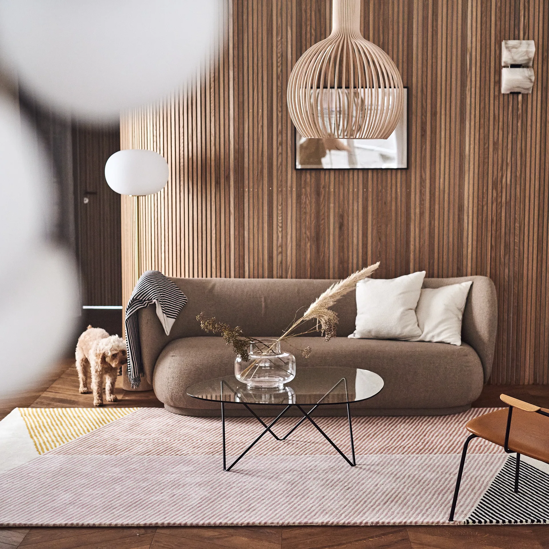 Rectangles wollen vloerkleed roze, 200 x 300 cm NJRD