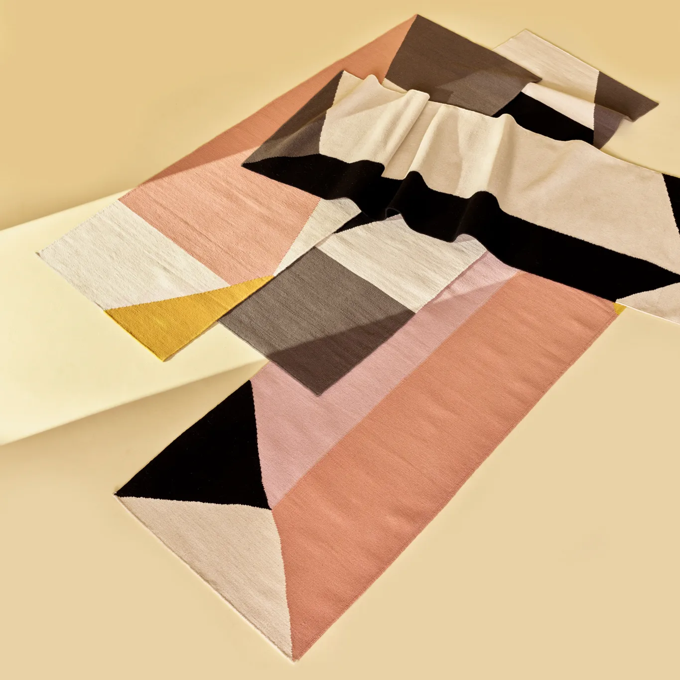 Stripes blocks kelim vloerkleed zwarte, 80 x 240 cm NJRD