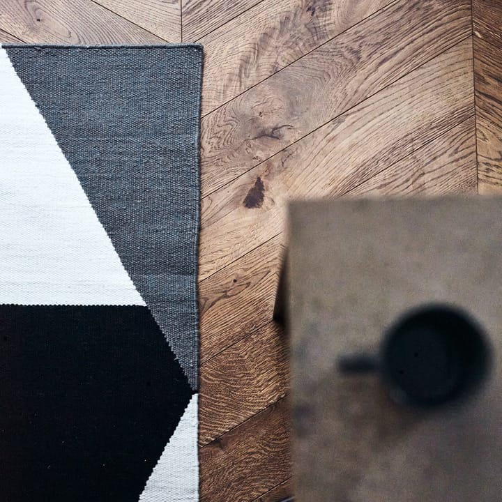 Stripes blocks kelim vloerkleed zwarte - 80 x 240 cm - NJRD