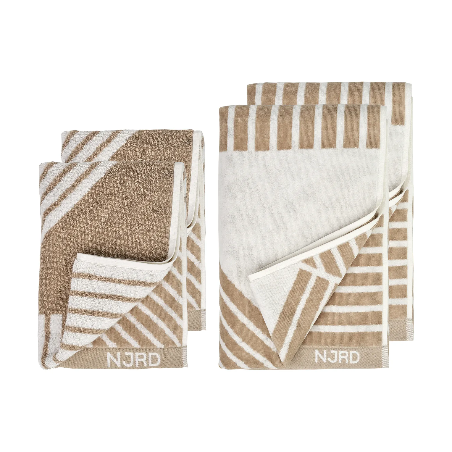 Stripes handdoekenset 4-delig - Beige NJRD