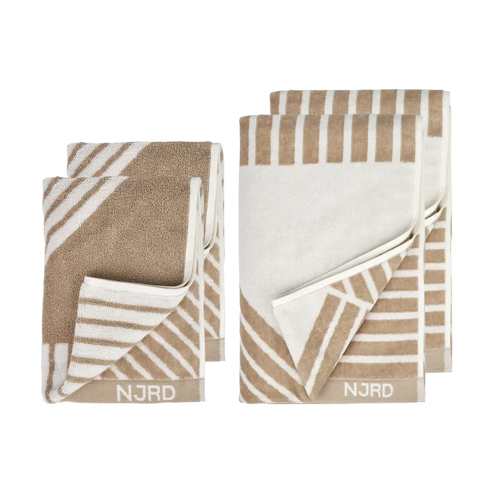 Stripes handdoekenset 4-delig - Beige - undefined - NJRD