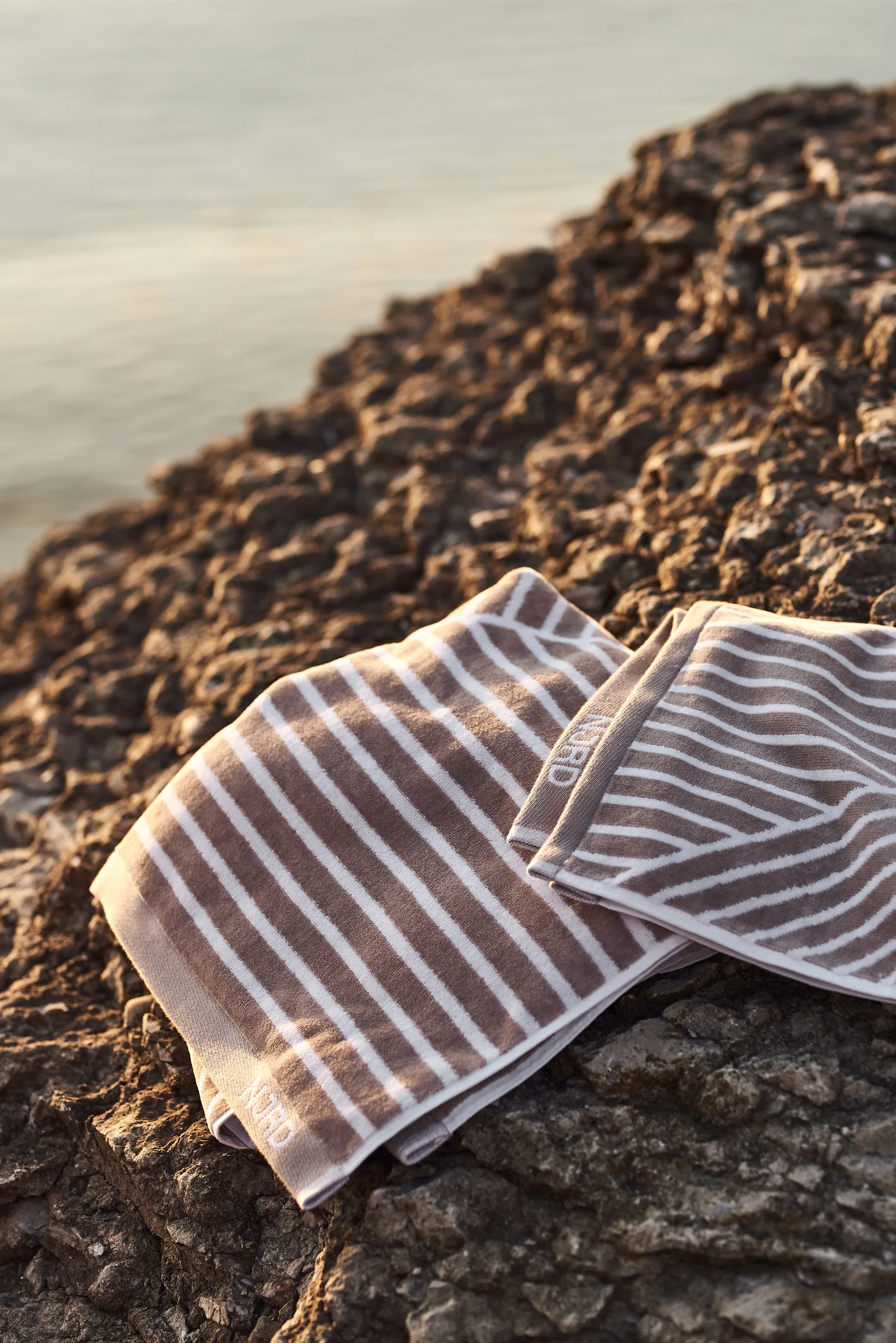 Stripes handdoekenset 4-delig - Beige NJRD