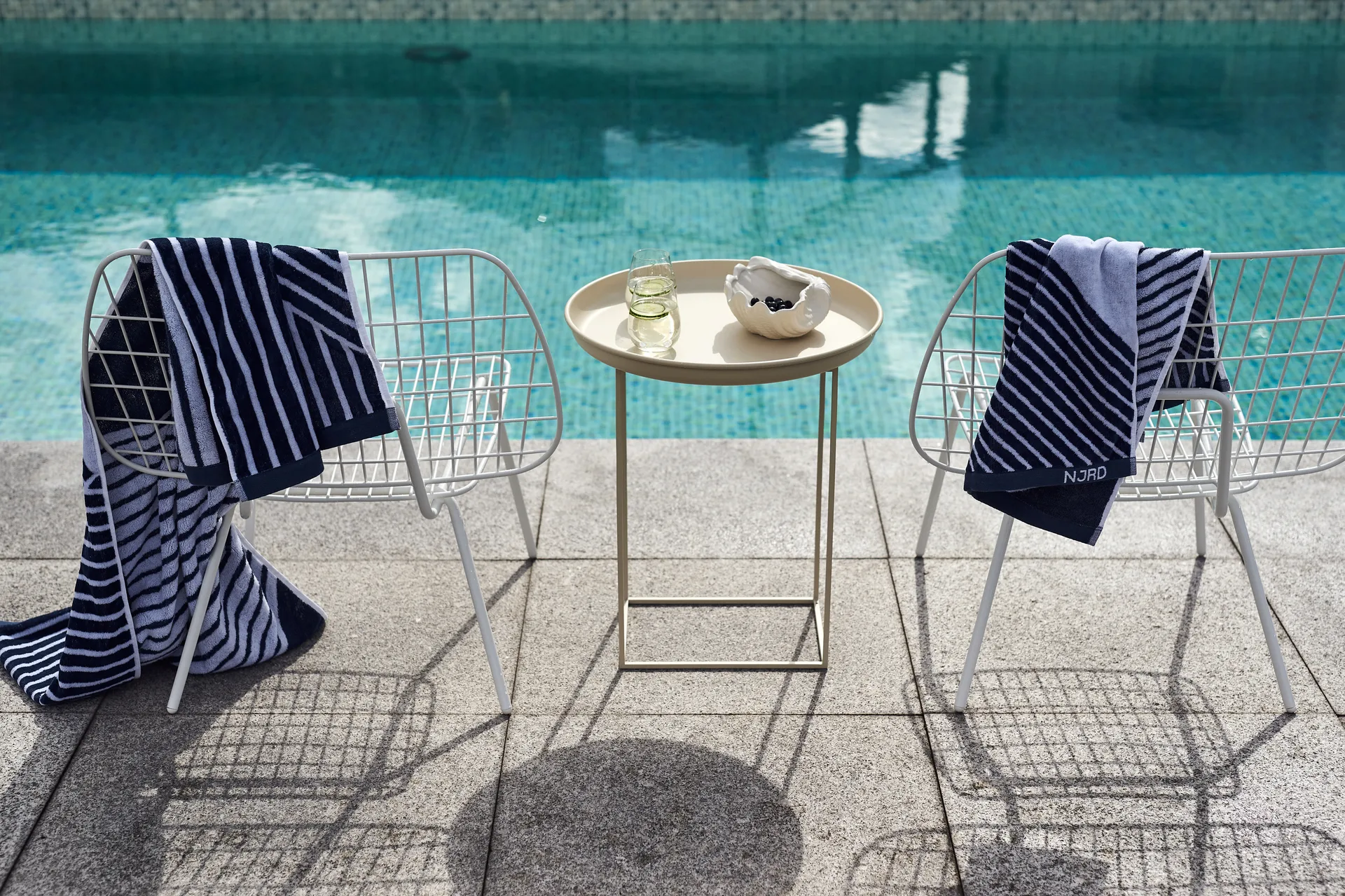 Stripes handdoekenset 4-delig - Blauw NJRD