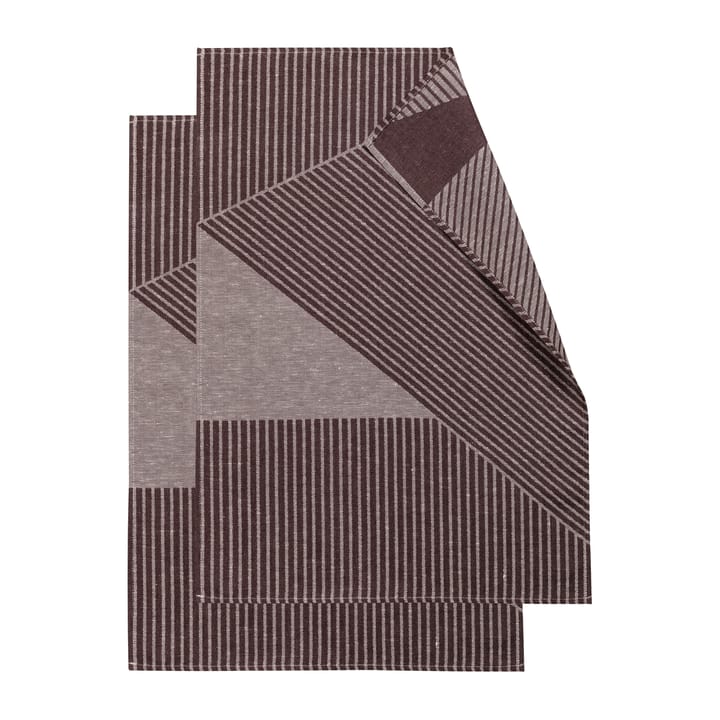 Stripes keukenhanddoek 47x70 cm 2-pack - Bruin-wit - NJRD