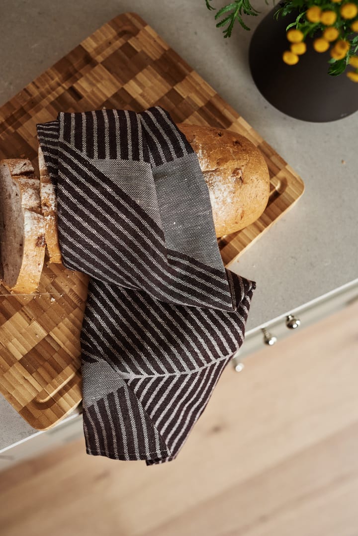 Stripes keukenhanddoek 47x70 cm 2-pack, Bruin-wit NJRD