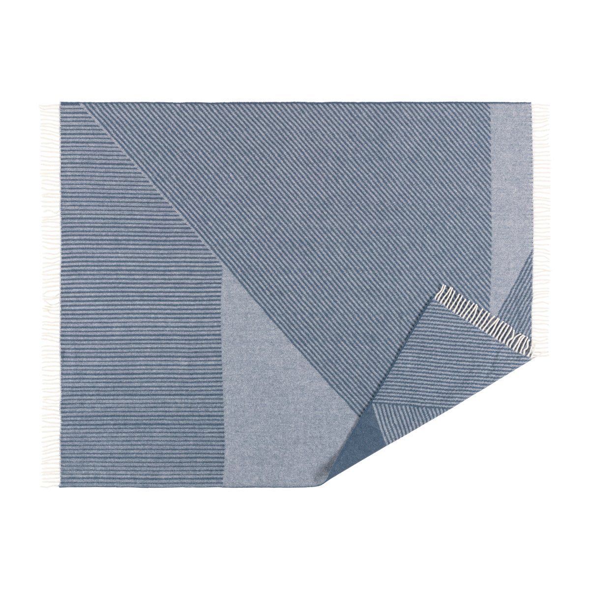 NJRD Stripes wollen plaid 130x185 cm Blauw | Scandinavisch Interieur | Wollen dekens & spreien | Blauw