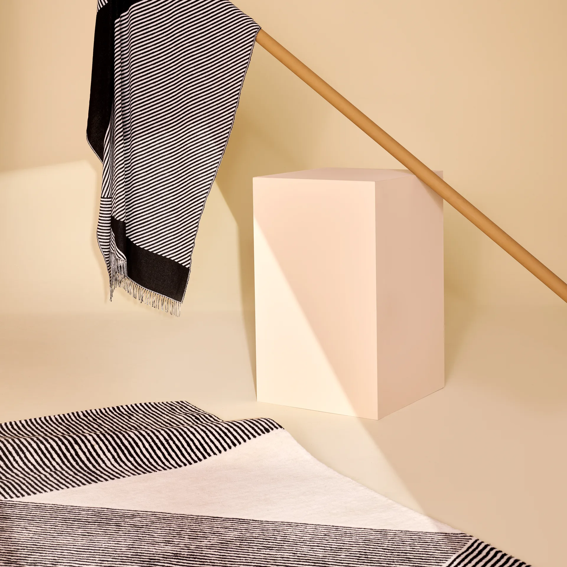 Stripes wollen vloerkleed naturel witte, 200 x 300 cm NJRD