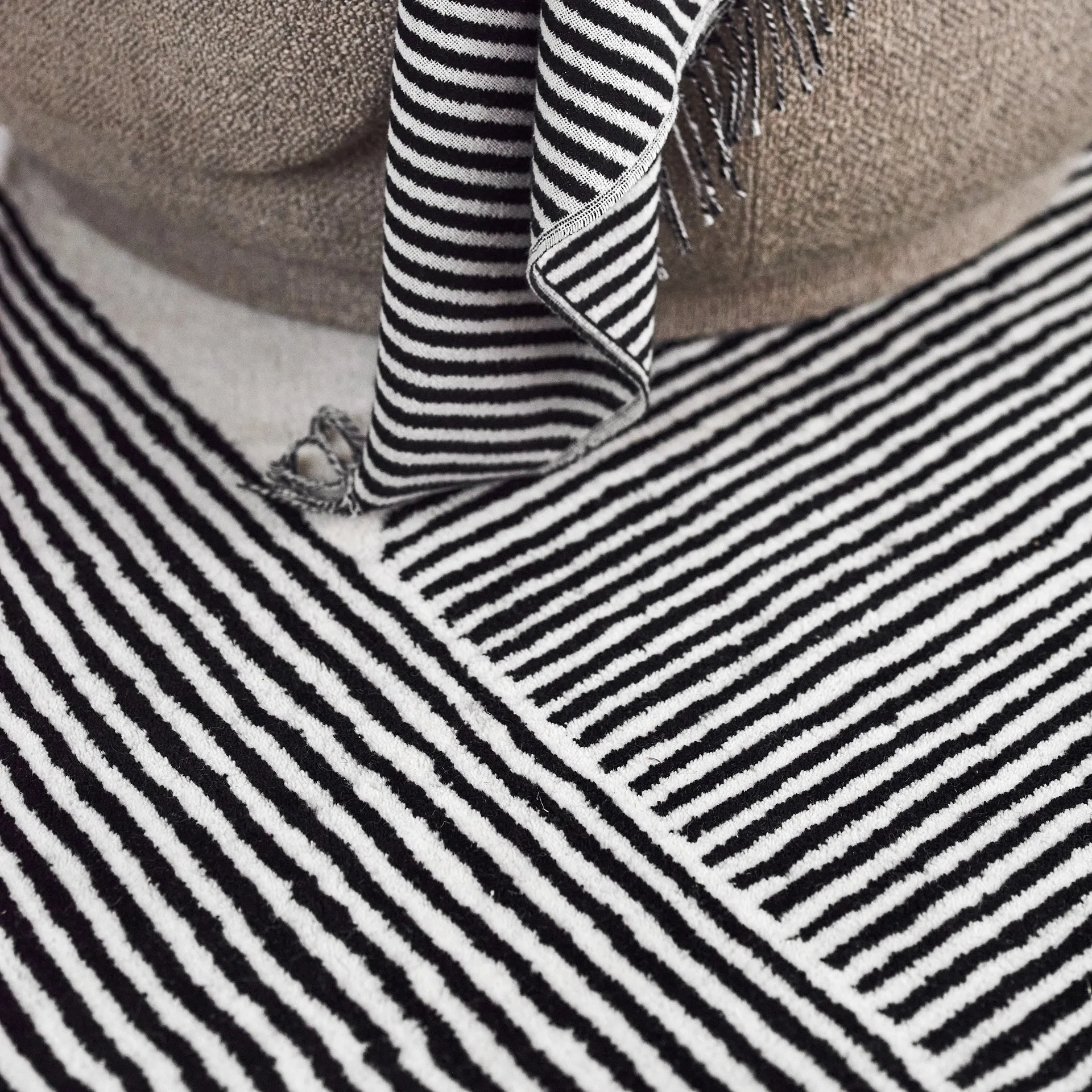 Stripes wollen vloerkleed naturel witte, 200 x 300 cm NJRD