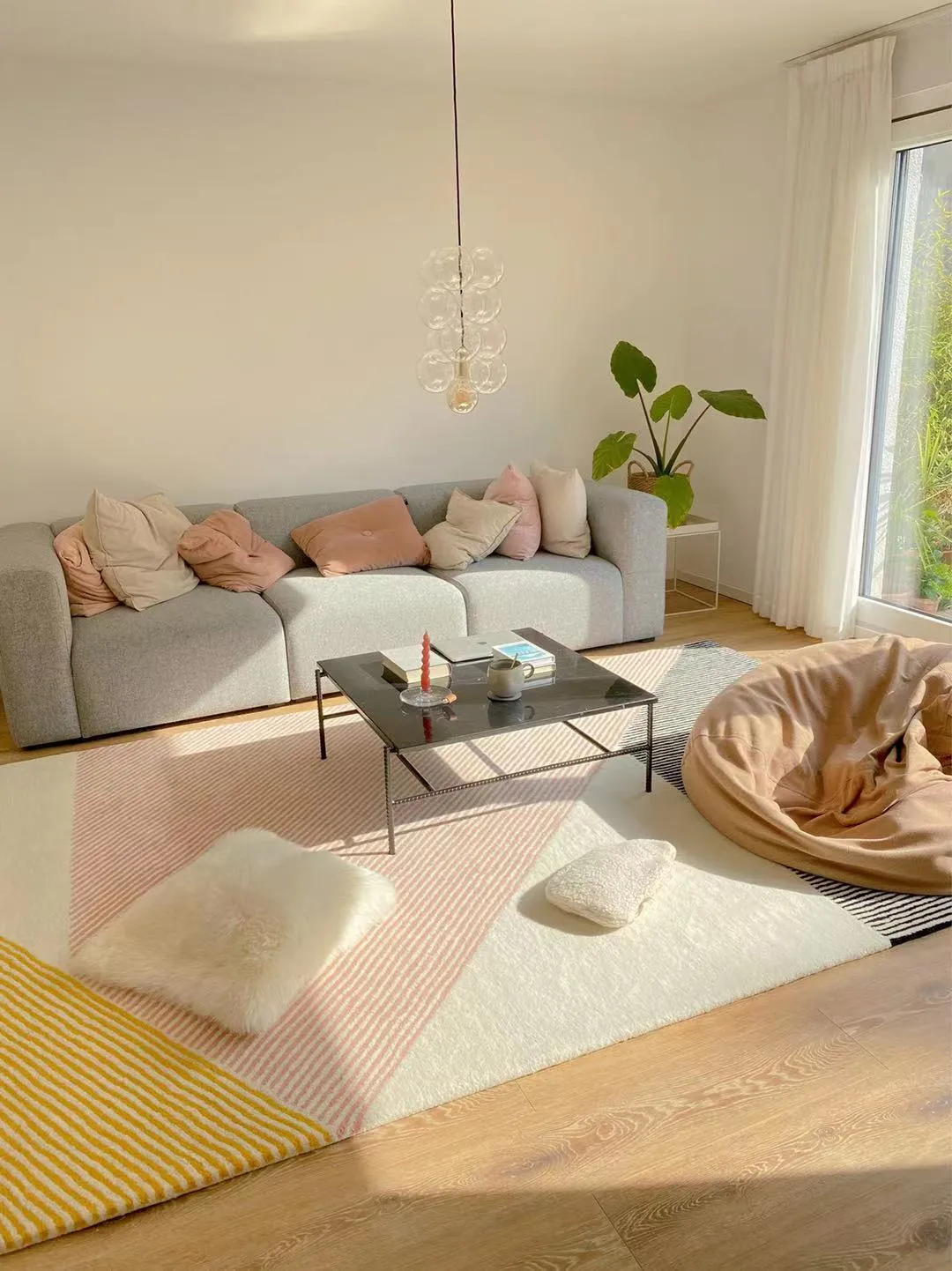 Stripes wollen vloerkleed roze, 200 x 300 cm NJRD