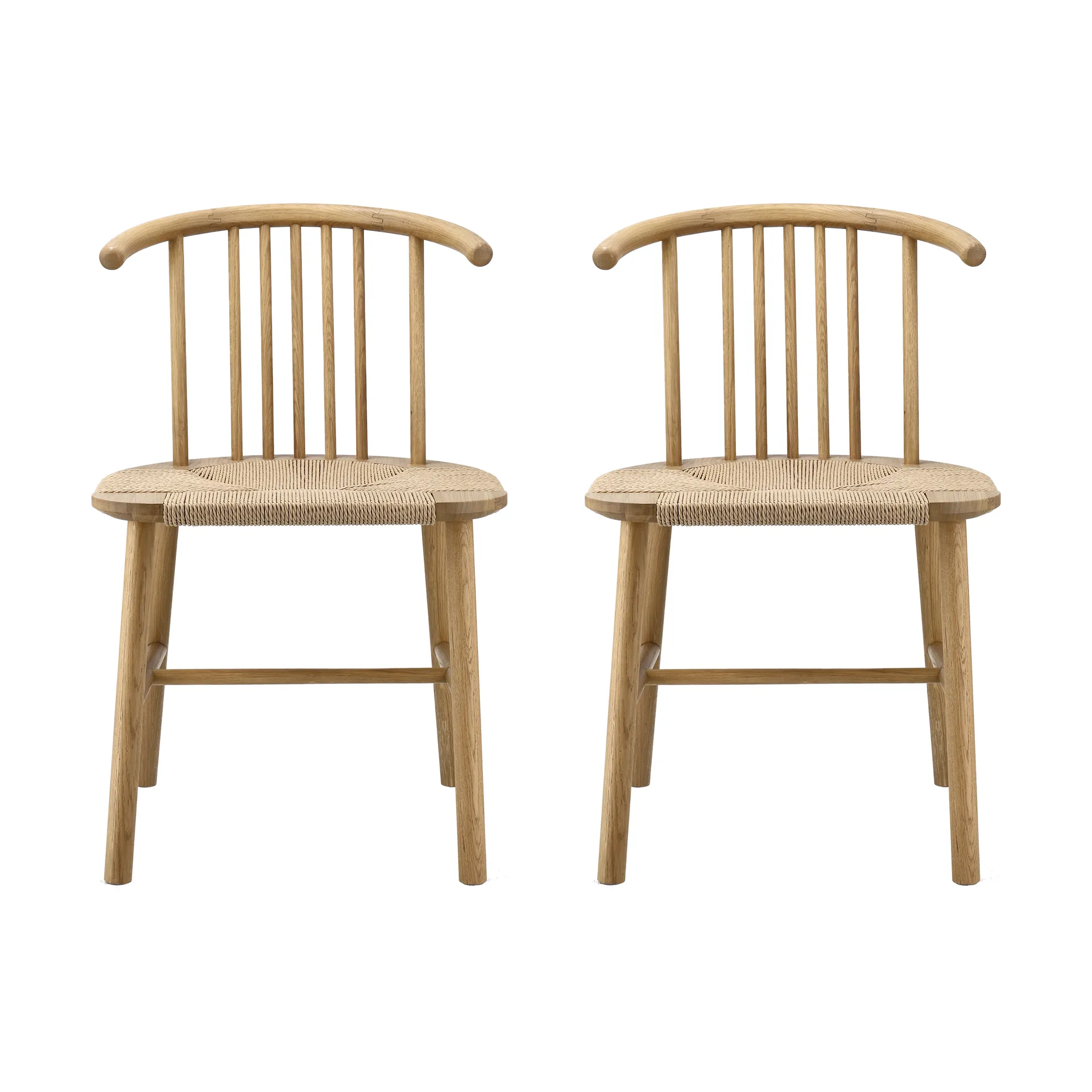 VIOR eetkamerstoel gevlochten zitting, Gelakt eiken-natuur, 2-pack NJRD