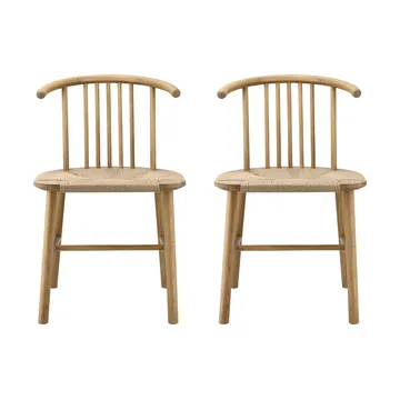 VIOR eetkamerstoel gevlochten zitting, Gelakt eiken-natuur, 2-pack - NJRD