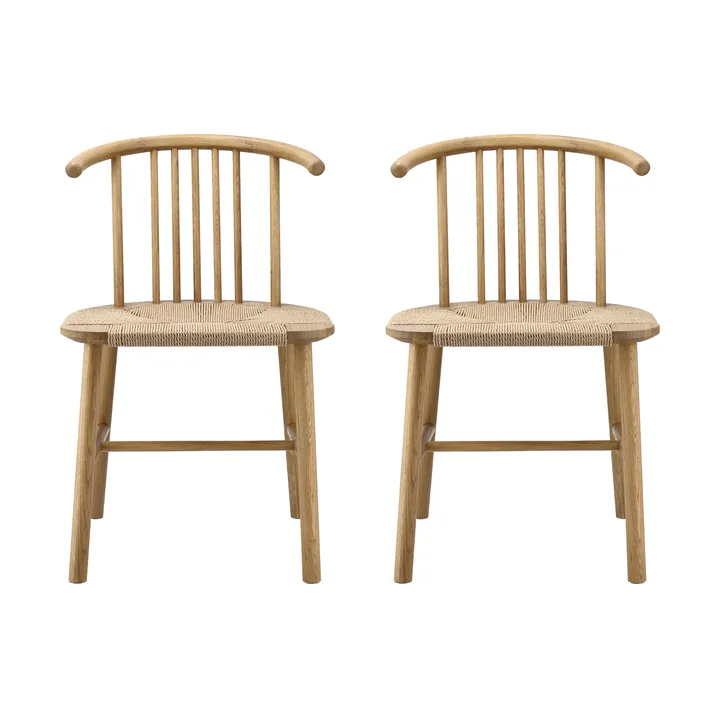 VIOR eetkamerstoel gevlochten zitting, Gelakt eiken-natuur, 2-pack - NJRD