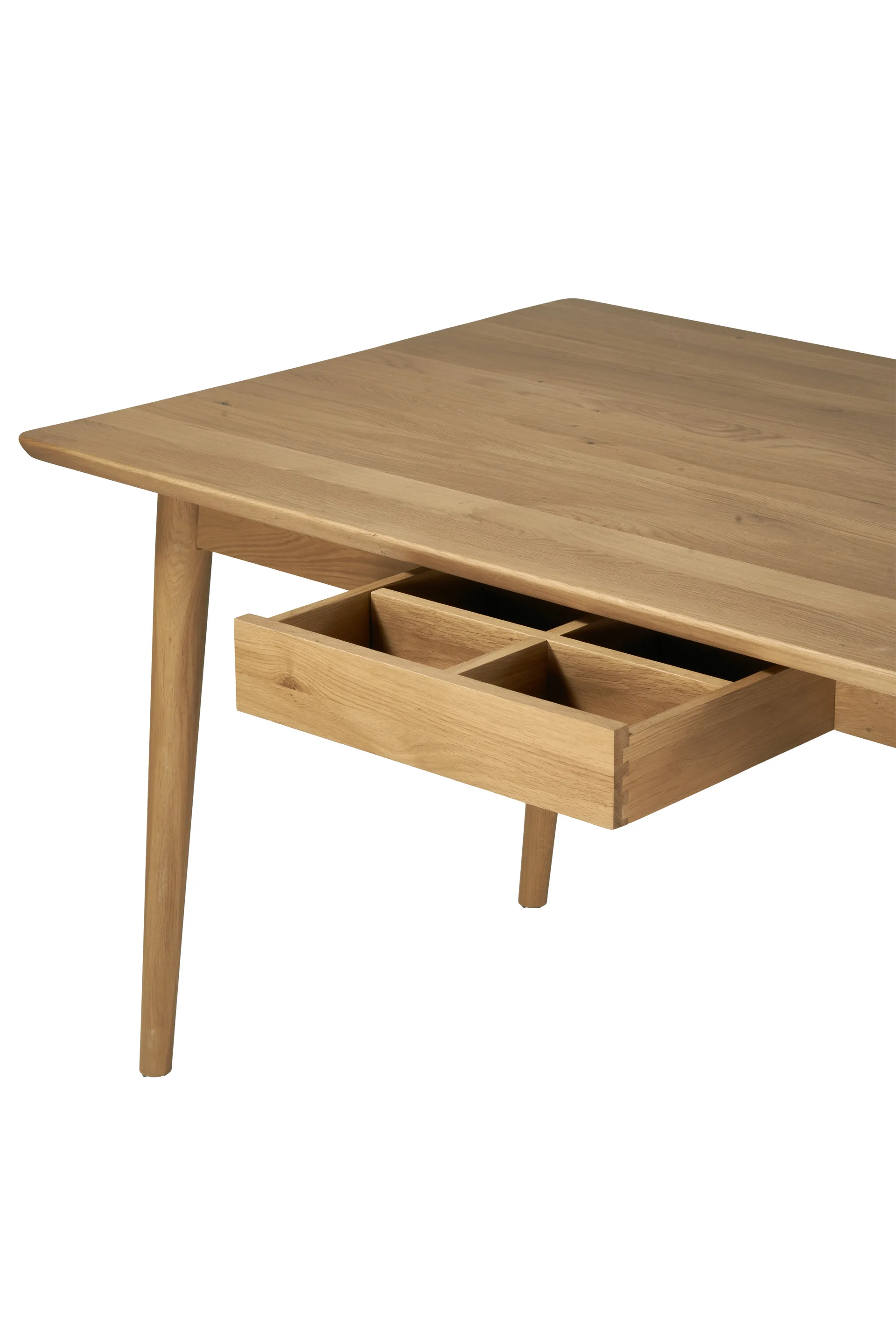 VIOR eettafel 120 cm + stoel 4‑pack – Gelakt eiken‑naturel NJRD