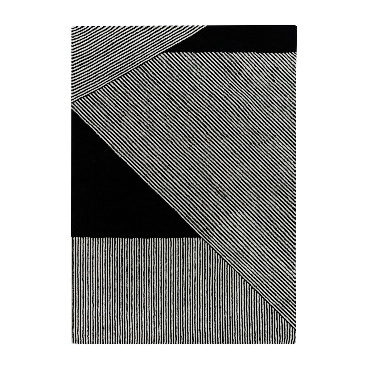 NJRD Zwarte Stripes wollen vloerkleed 170 x 240 cm
