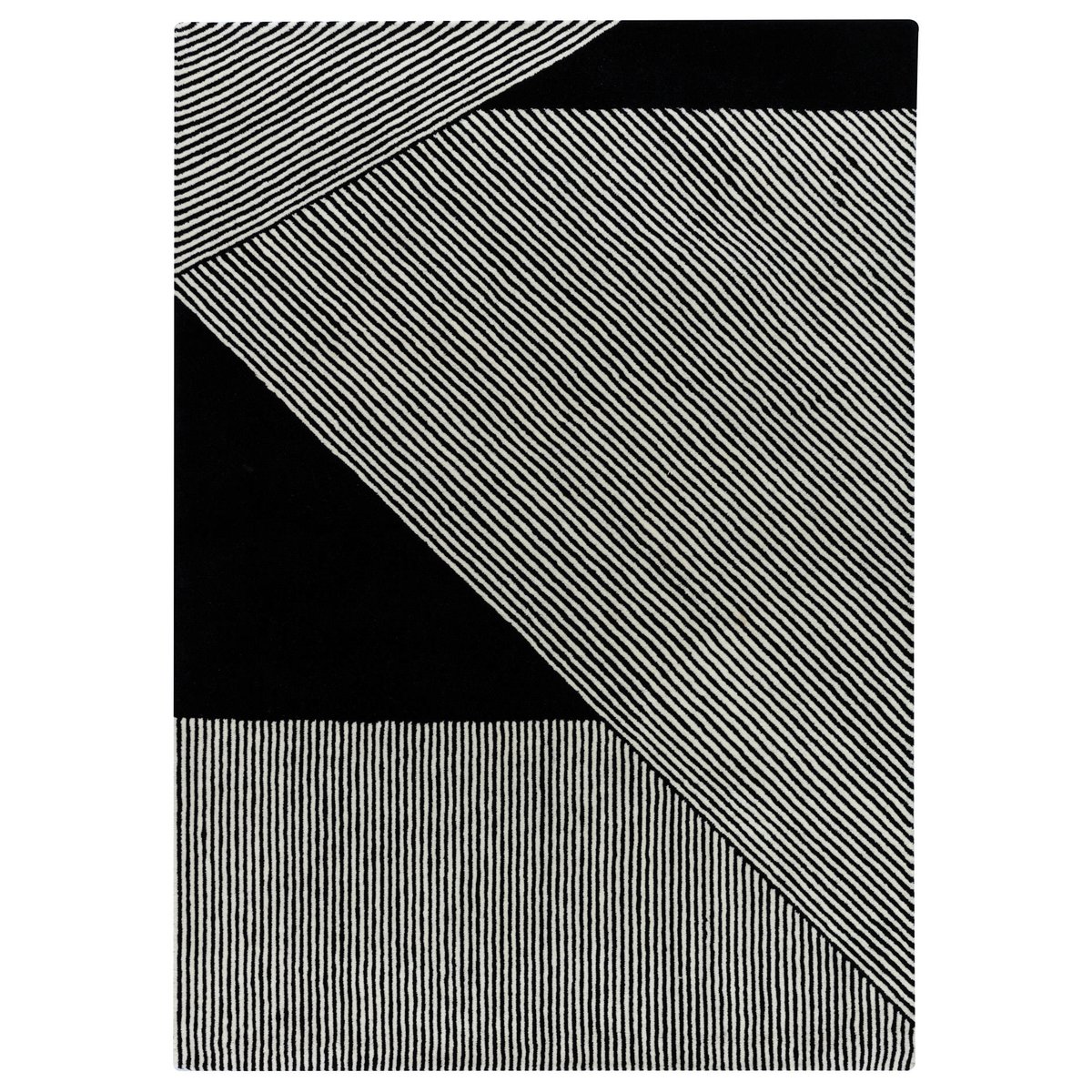 NJRD Zwarte Stripes wollen vloerkleed 200 x 300 cm