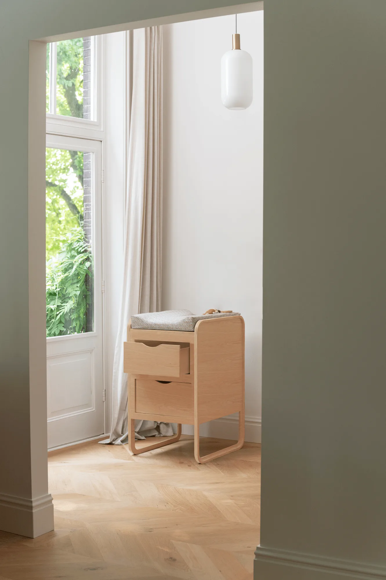 Form luiertafel 65,4x56x95 cm, Eiken Nofred