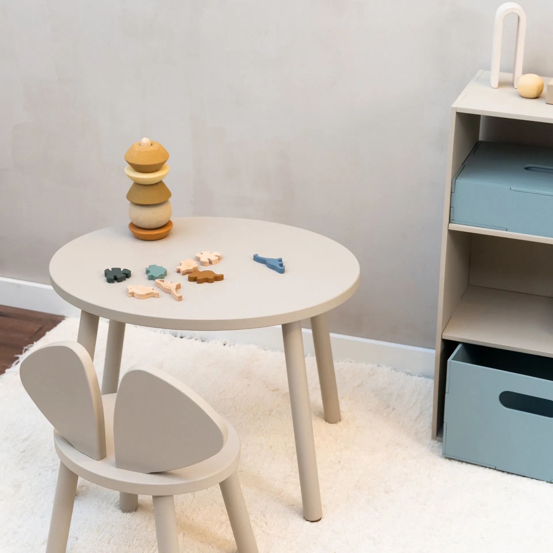 Mouse set kinderstoel + tafel, Beige Nofred