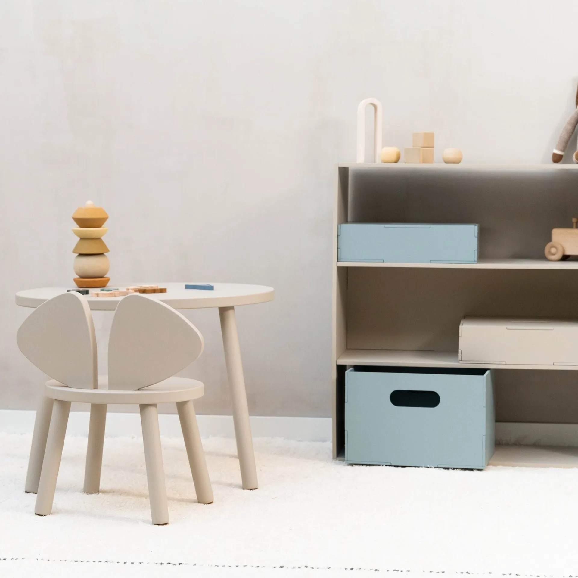 Mouse set kinderstoel + tafel, Beige Nofred