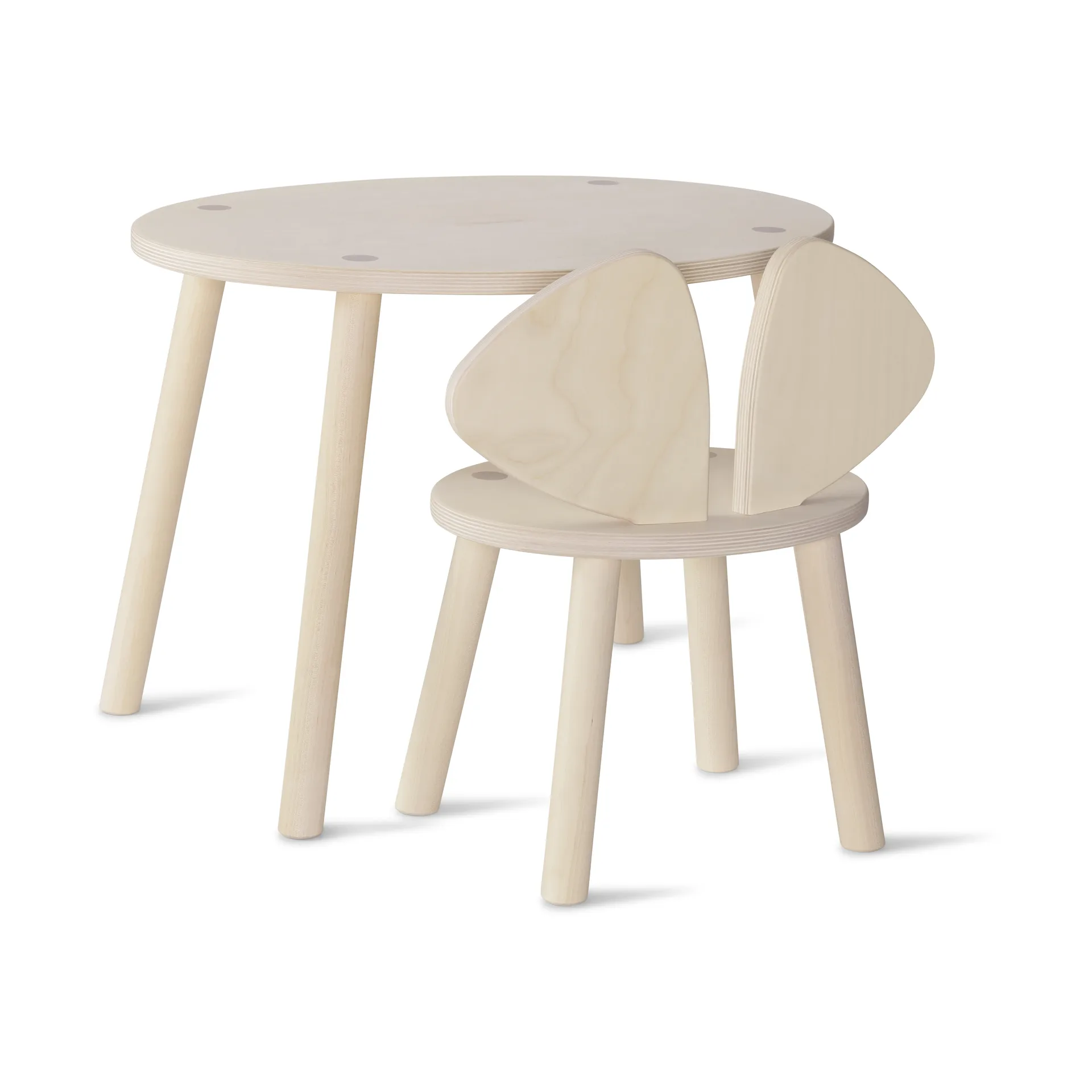 Mouse set kinderstoel + tafel, Berken Nofred