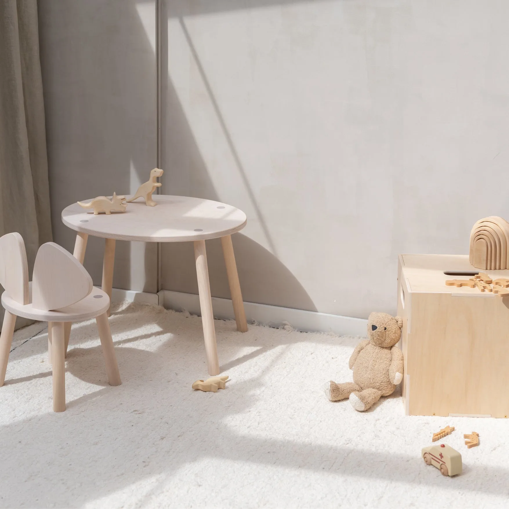 Mouse set kinderstoel + tafel, Berken Nofred