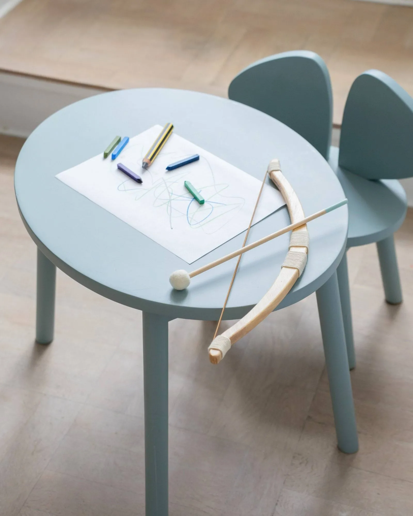 Mouse set kinderstoel + tafel, Olijfgroen Nofred