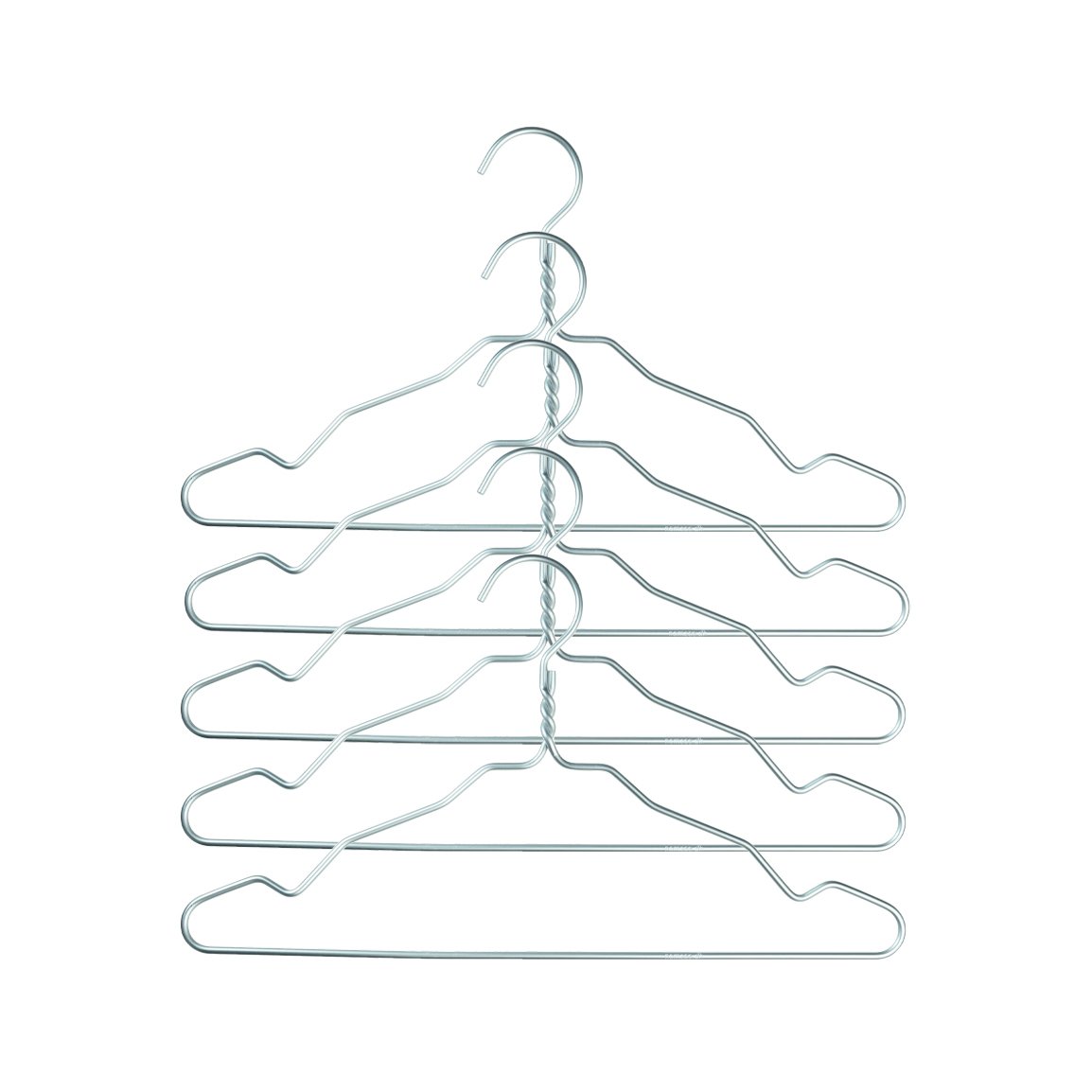Nomess Copenhagen Alu kleerhanger 5-pack zilver | Scandinavisch Interieur | Kapstokken & hangrekken | Zilverkleurig