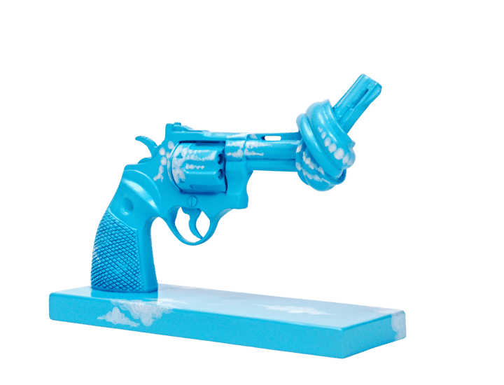 Imagine dekoration 30 cm, Blauw-wit Non Violence