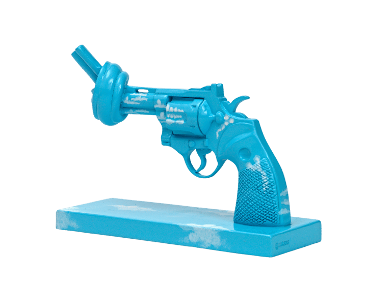 Imagine dekoration 30 cm, Blauw-wit Non Violence